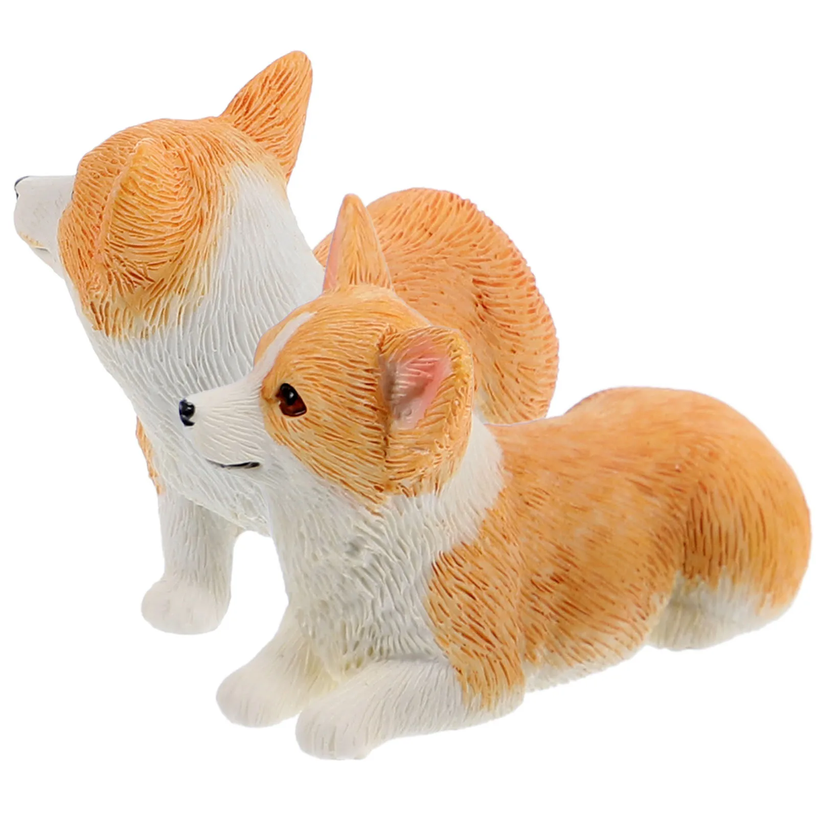 

2Pcs Corgi Car Ornament Lovely Resin Craft Desktop Decor for Home Office Use Small Dog Adornment Vivid Animal Figure