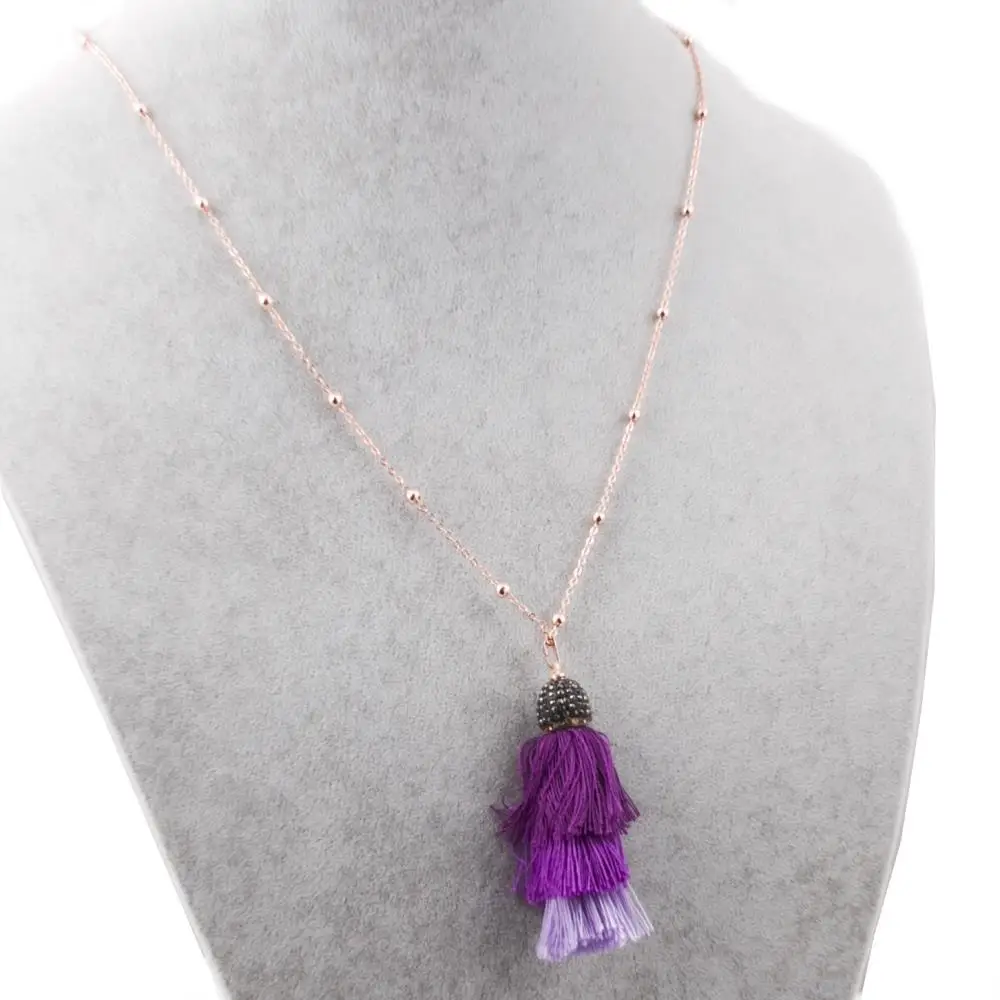 Marcasite Stone Tassel Necklace