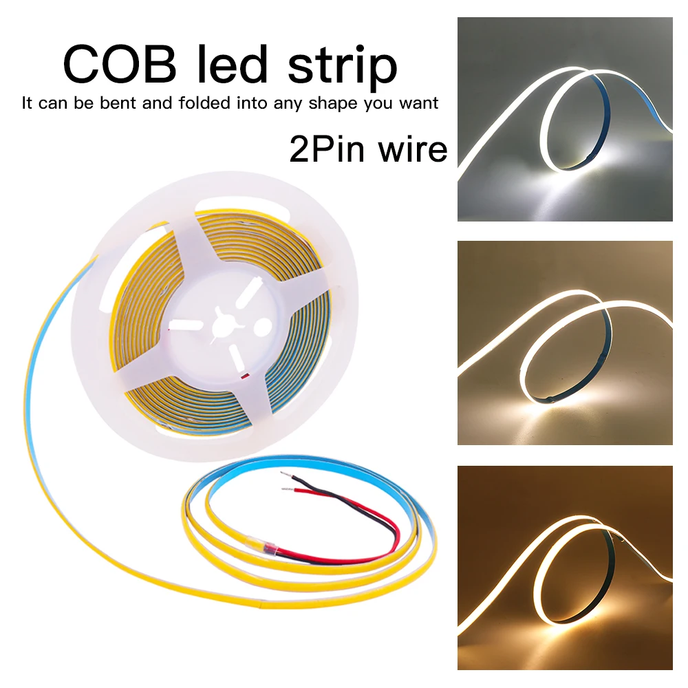 4mm Super Slim COB LED Strip Light 480 LEDs/m High Density Flexible Tape Ribbon Warm Cool White RA90 FOB Led Lights DC5V 12V 24V