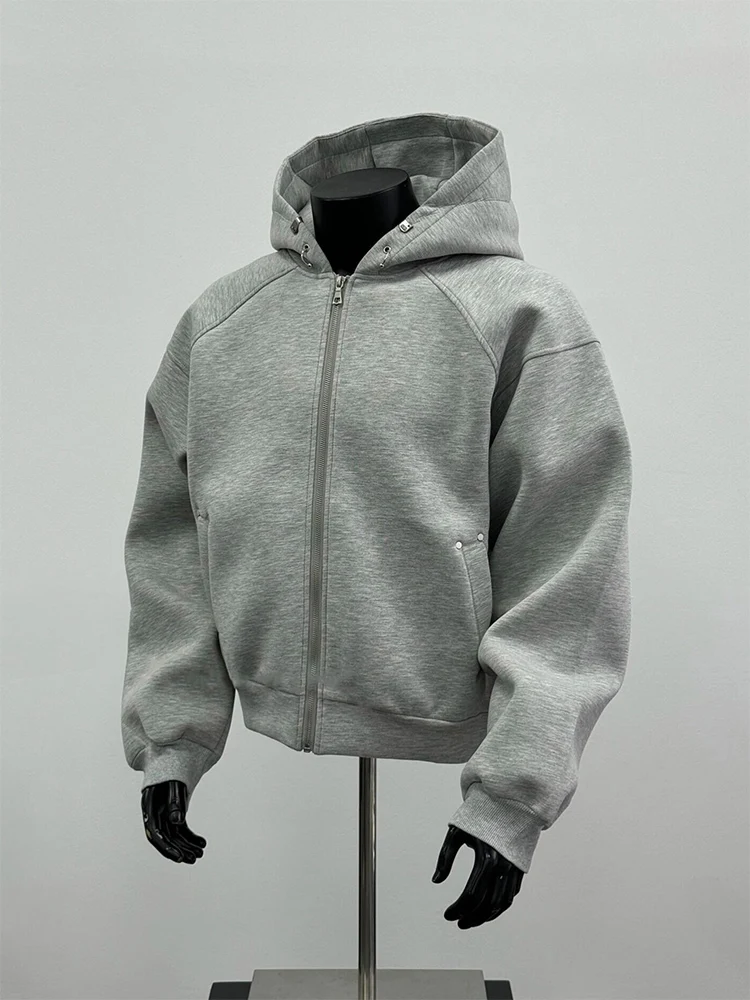 

Мужская толстовка-кардиган American Boxy Sle на молнии, осенне-зимняя, однотонная, с длинным рукавом, в стиле Cleanfit, повседневная