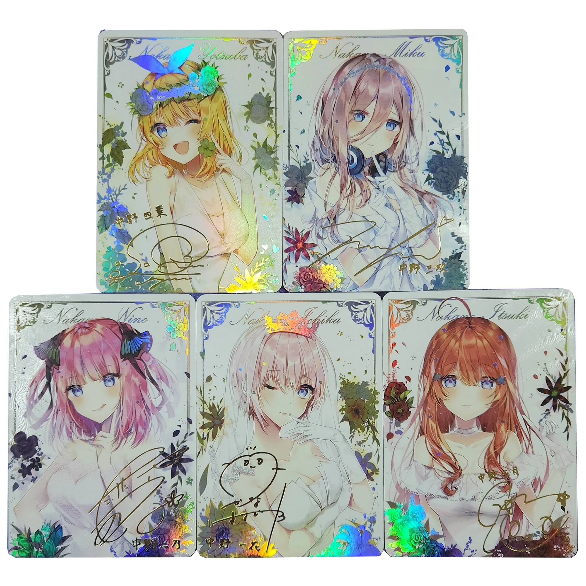 5Pcs/set Diy Self Made The Quintessential Quintuplets Collection Card Refraction Color Flash Hot Stamp Signature Card Gift Toyss