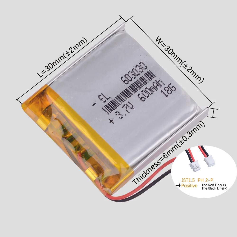JST1.5 2Pin 503030 3.7V 500mAh 303030 403030 603030 703030 803030 903030 103030 Lithium Li-ion Polymer Battery Lipo Batteries