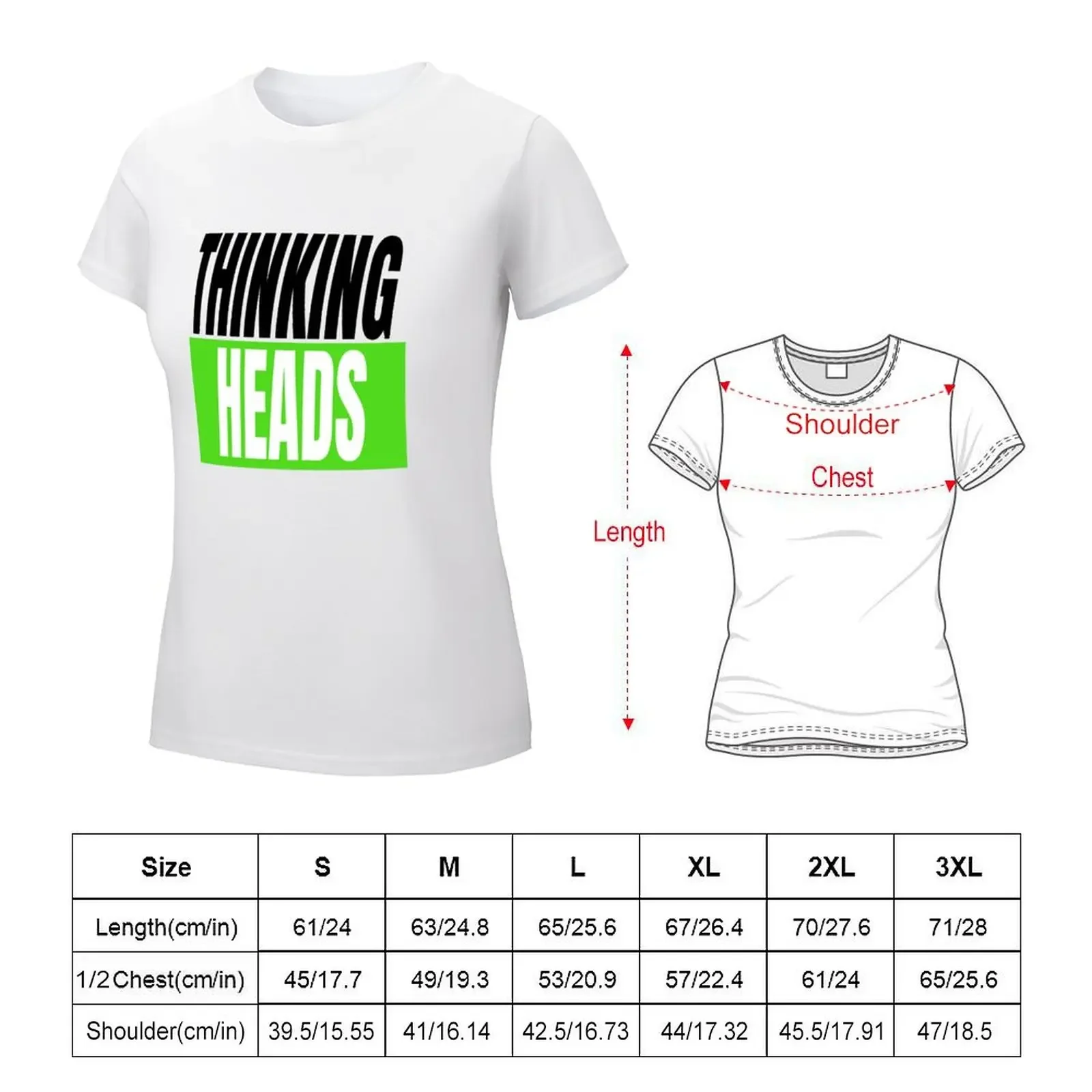 Thinking Heads. Rock and Roll gifts motivation gift. T-shirt lady clothes summer top tshirts for Women