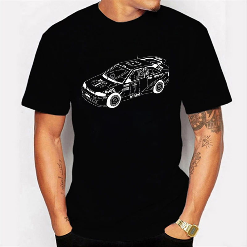 Summer Men T-shirt Tops Rally Car Print Casual Short Sleeve Tee Shirt Round Neck Loose Pullover Tops Fashion Street Sweatshirt