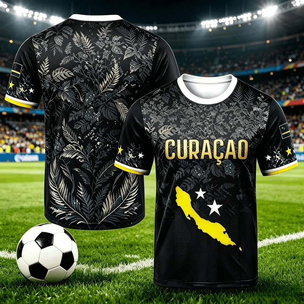 Curaçao 3D Men's and Women's Universal Football Jersey T-Shirt - Summer Fashion Sports Breathable T-Shirt