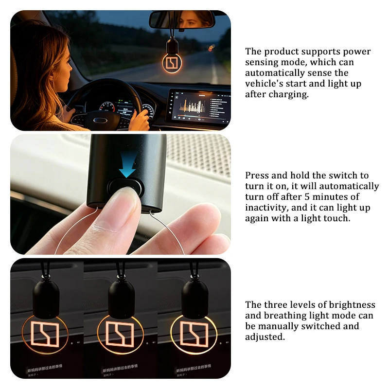 Car Glow LED Light Pendant Hanging Rearview Mirror Accessories For Zeekr Krypton 001 009 003 7X 2024 2025 X MIX 007 2021 2022