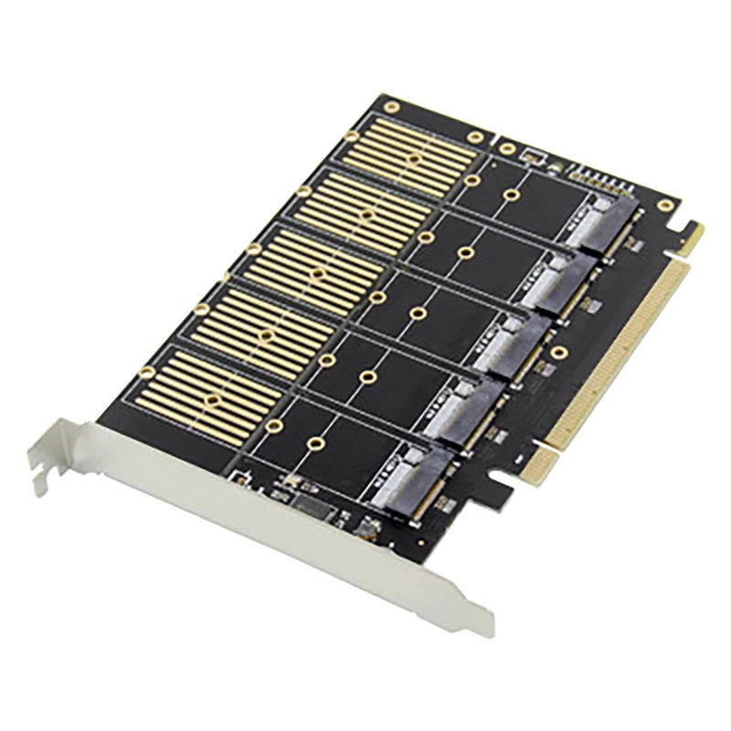 GFR5-PCI-E X16 Adapter Card, JMB585 Chip M.2 Key B NVMe SSD Expansion Card