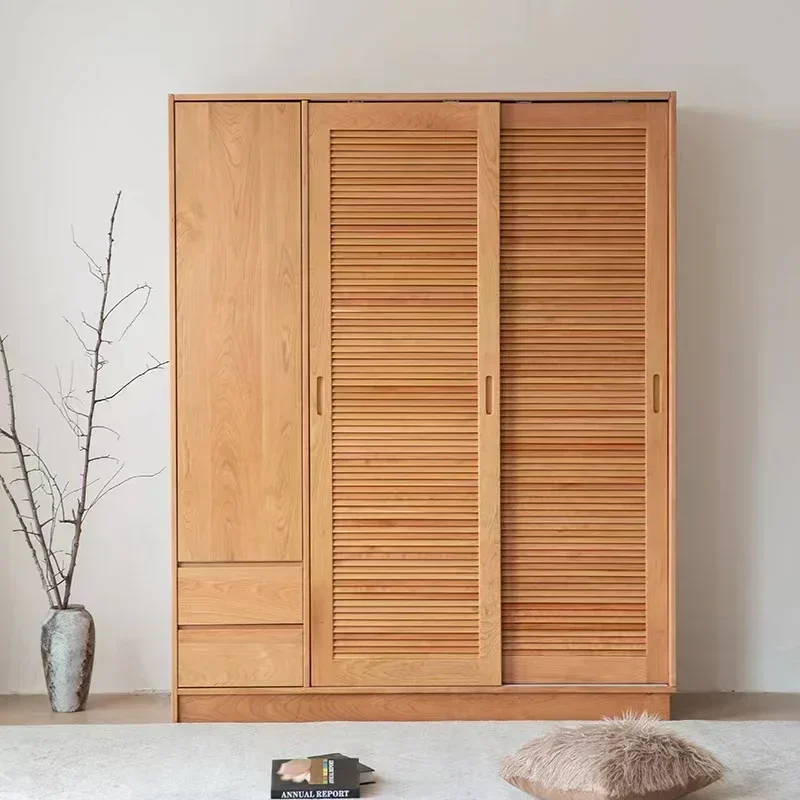 Nordic Orgnizer Wardrobes Aesthetic Quiet Nordic Wooden Clothes Wardrobes Bedroom Compact Minimalist Armario Salon Furniture