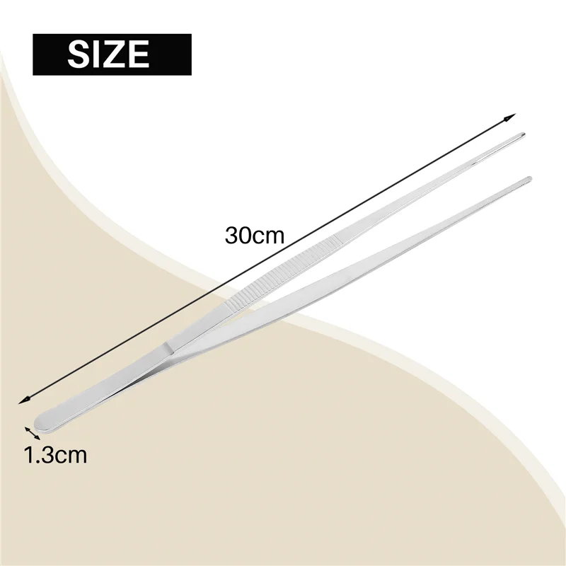 2PCS Kitchen Tweezers Grill Tongs Stainless Steel Long Chef Food Clip BBQ Meat Beef Tong Bar Bartending Tweezer 30cm