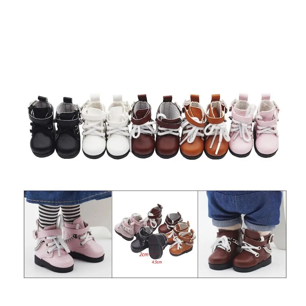 

1Pair PU Leather Mini Doll Shoes Chain Shoes Doll Shoes Mini BJD Doll PU Shoes Cute 4.5*2cm EXO Doll Boots Clay Dolls