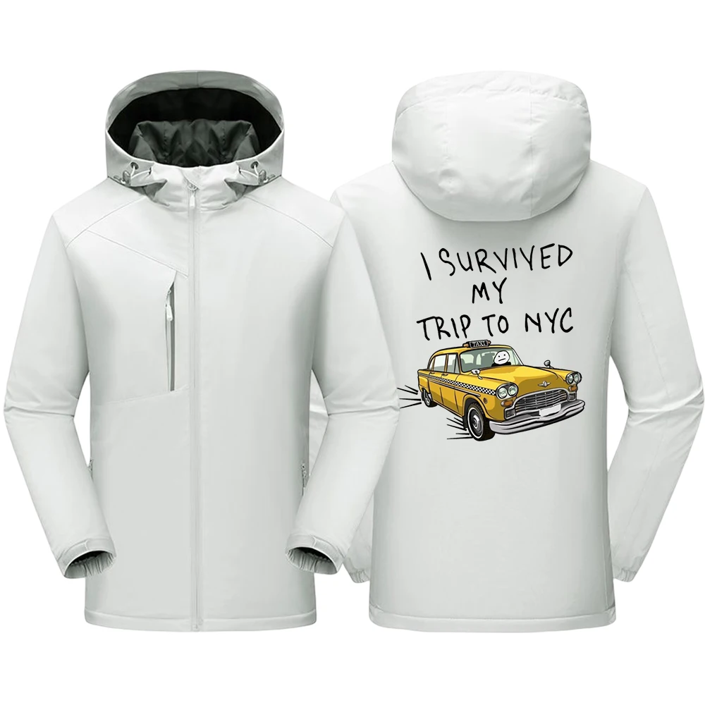 I Survived My Trip To Nyc Funny Print Male Coats Creativity Autumn Winter Tops All-math Warm Coats Comfortable Mens Zip Jackets