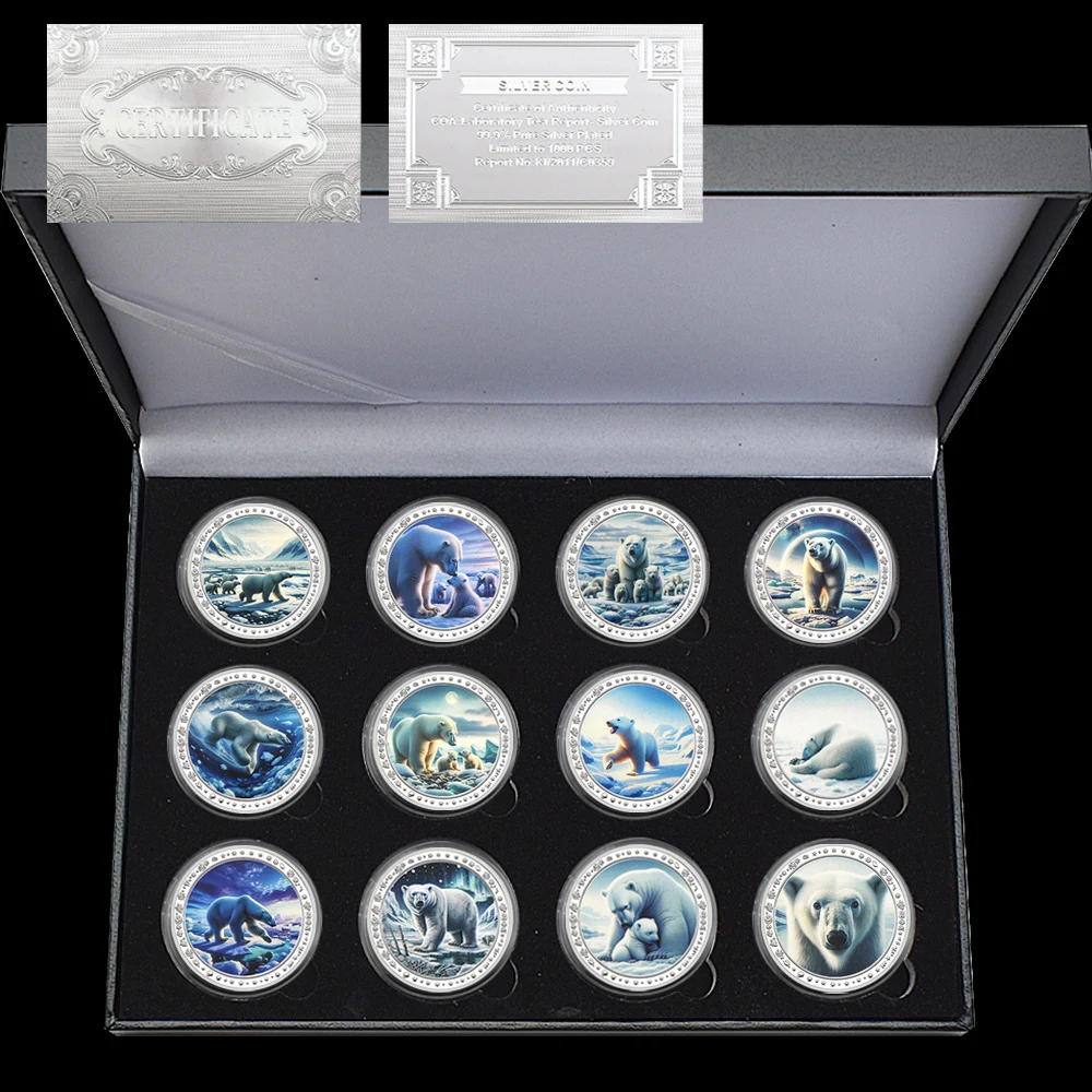 

Arctic Polar Bear Collector’s Coin Silver Plated Sided Wildlife Design Great for Display Gift Nature Fans and Coin Collecting