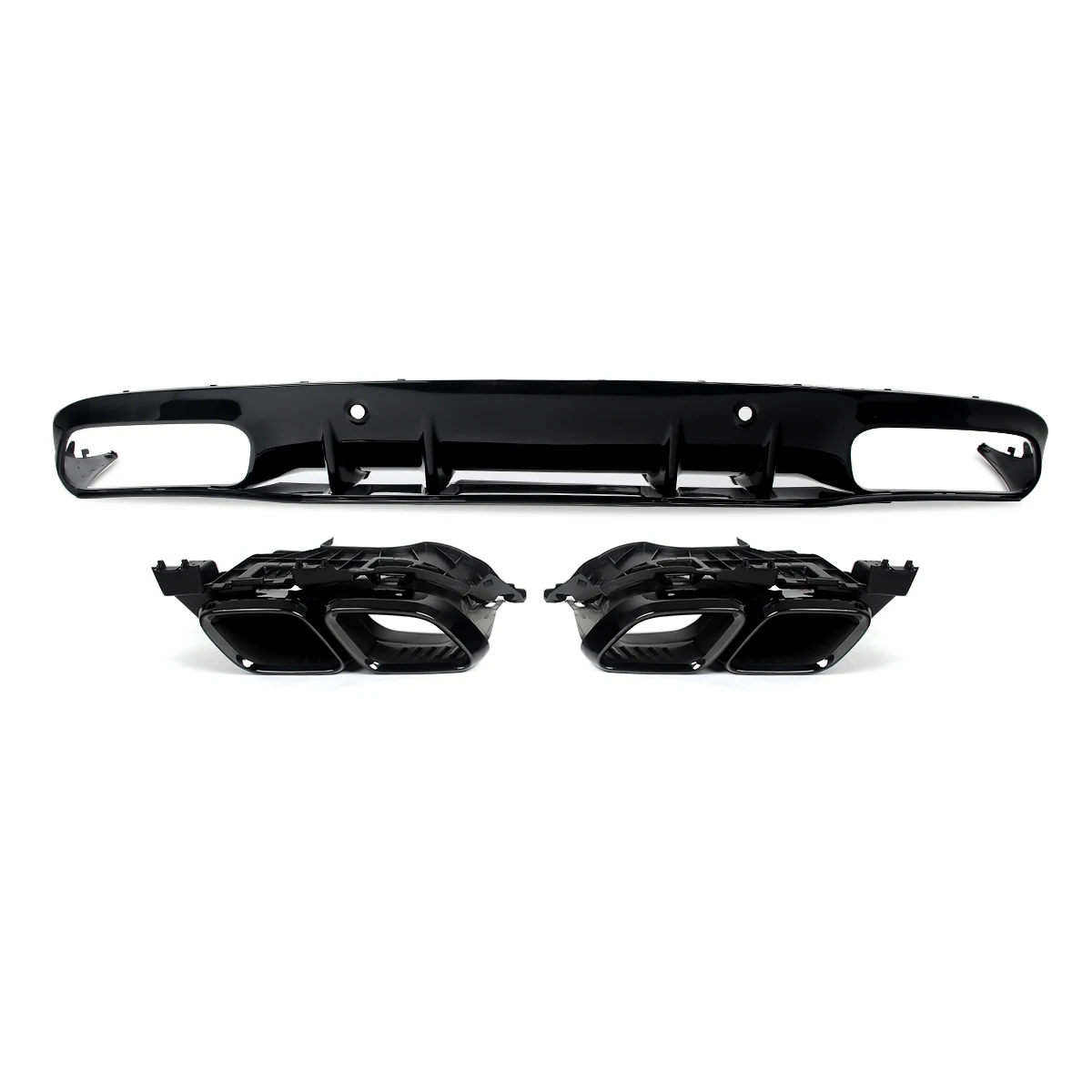 Achterbumper diffuser voor Mercedes Benz C-Klasse C205 Coupé 2015-2018 C63 Style bumperlip met uitlaatsierstukken C300 C200 C180 C250 - afbeelding 1