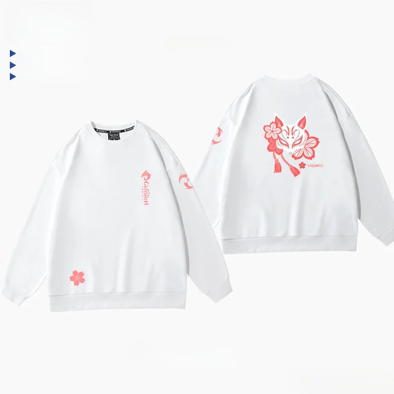

Genshin Impact Eight-Mile Godling Fleece-Lined Oversized round Neck Printed Sweatshirt Casual Loose Fit Youthful Style