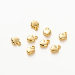 Pendentifs en laiton plaqué or 14K/18K, 20 pièces, 5.5x7.5mm, breloques en forme de cœur, bijoux de bricolage, accessoires de direction