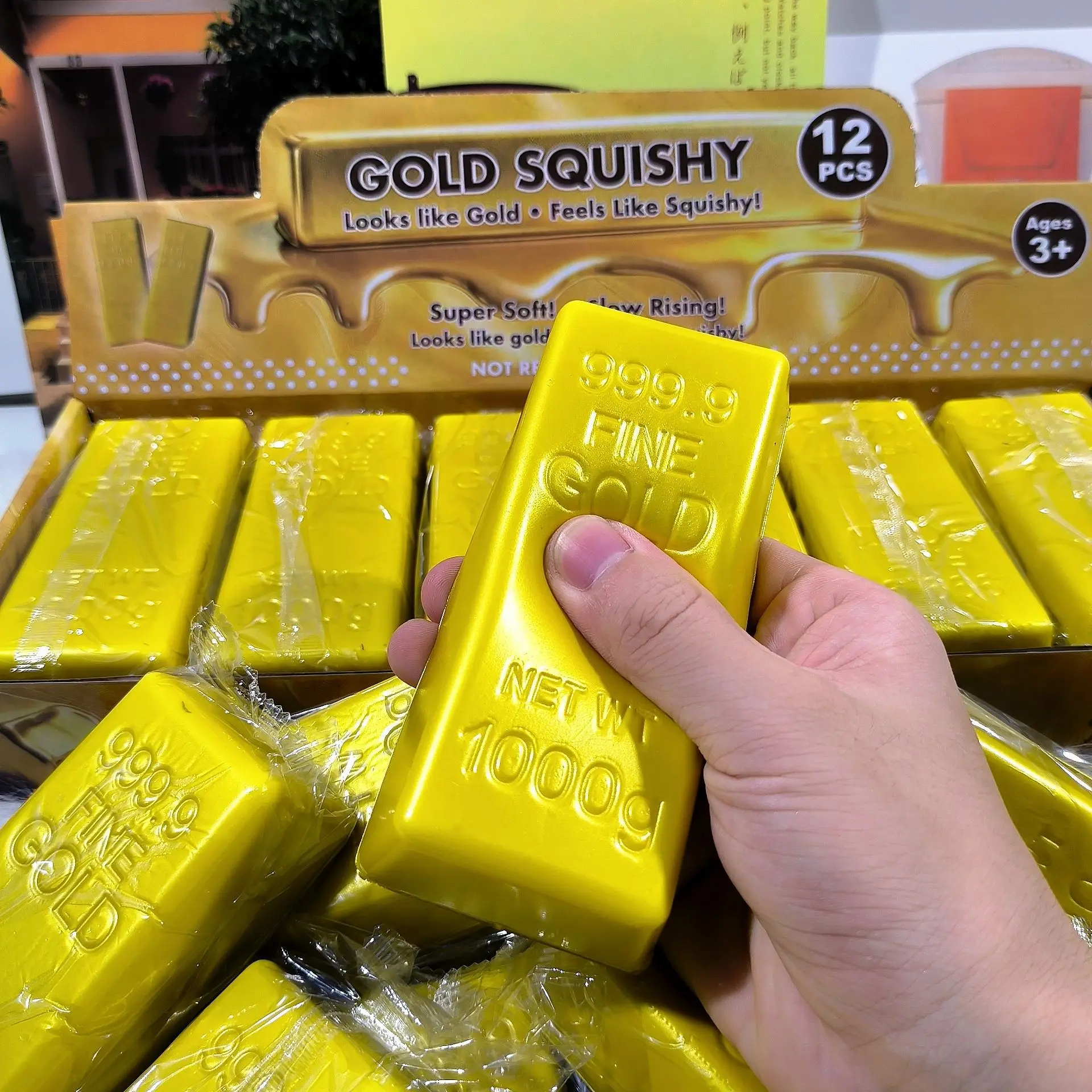 Gold Brick Squishy Slow Rising Stress Relief Toy Realistic Gold Bar Squeeze Antistress Toy Kids Adults Stress Relief Fidget