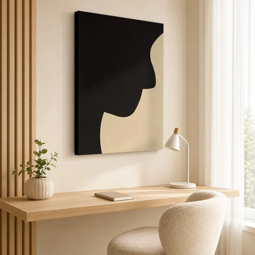 Face Profile Silhouette Framed Canvas Poster Customized Photo Geometric Wall Art For Loft Living Room, Interior Stylist Gift