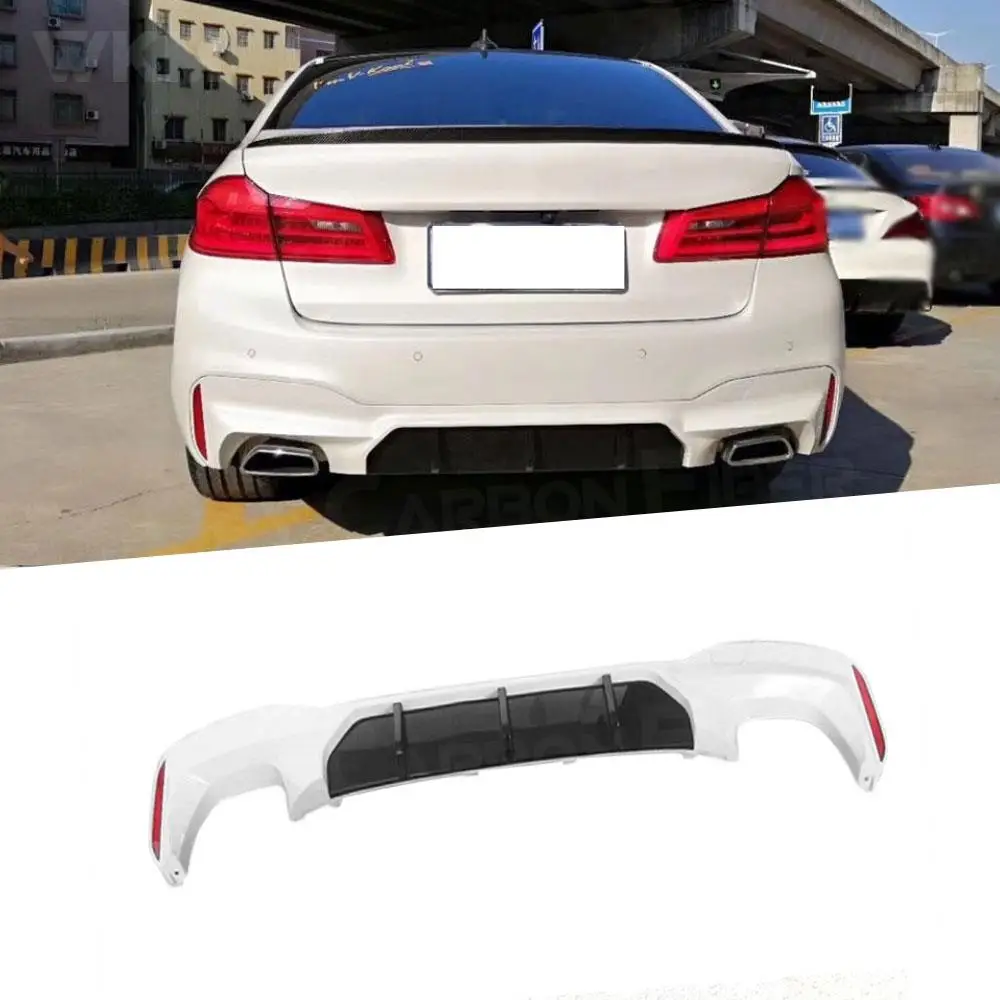 For 5 Series Carbon Fiber / ABS Rear Lip Diffuser for BMW G30 G31 G38 M Tech M Sport 2017 2018 Fins Shark Style Bumper Protector