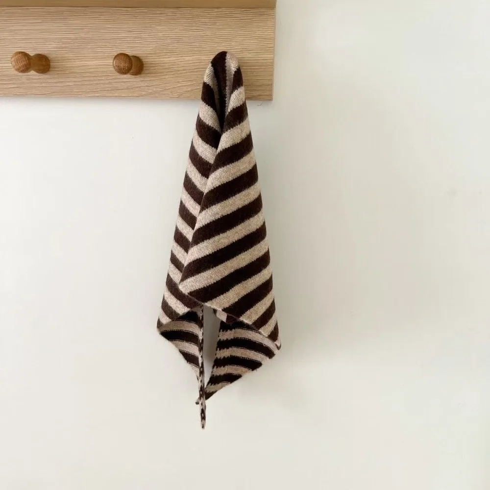 

New Striped Knitted Triangular Scarf Multi-functional Windproof Headscarf Soft Coldproof Fake Collar Autumn and Winter