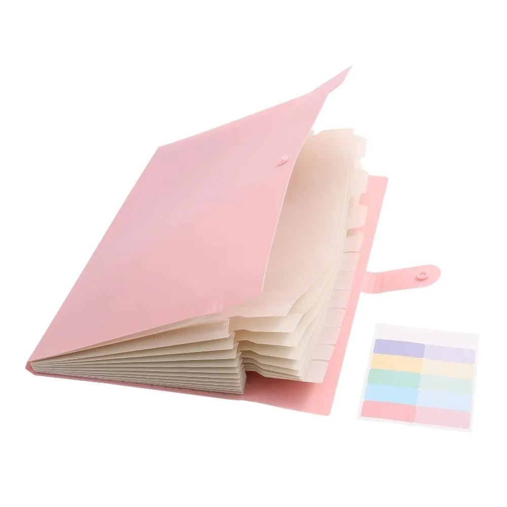A4 Size Accordion Folder 8/12 Pockets Macaron Color File Organizer Sturdy With Labels Expandable Folder Office Use