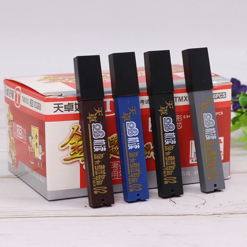 Desenho a lápis mecânico automático com recargas, escrita e material escolar, cabeça chata grossa, 2B