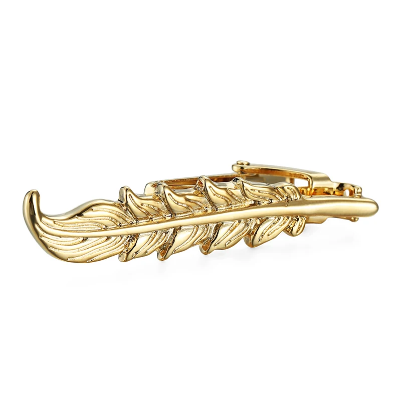 New copper material leaf shaped tie clip fashion brand men's wedding tie clip clothing accessories wholesale