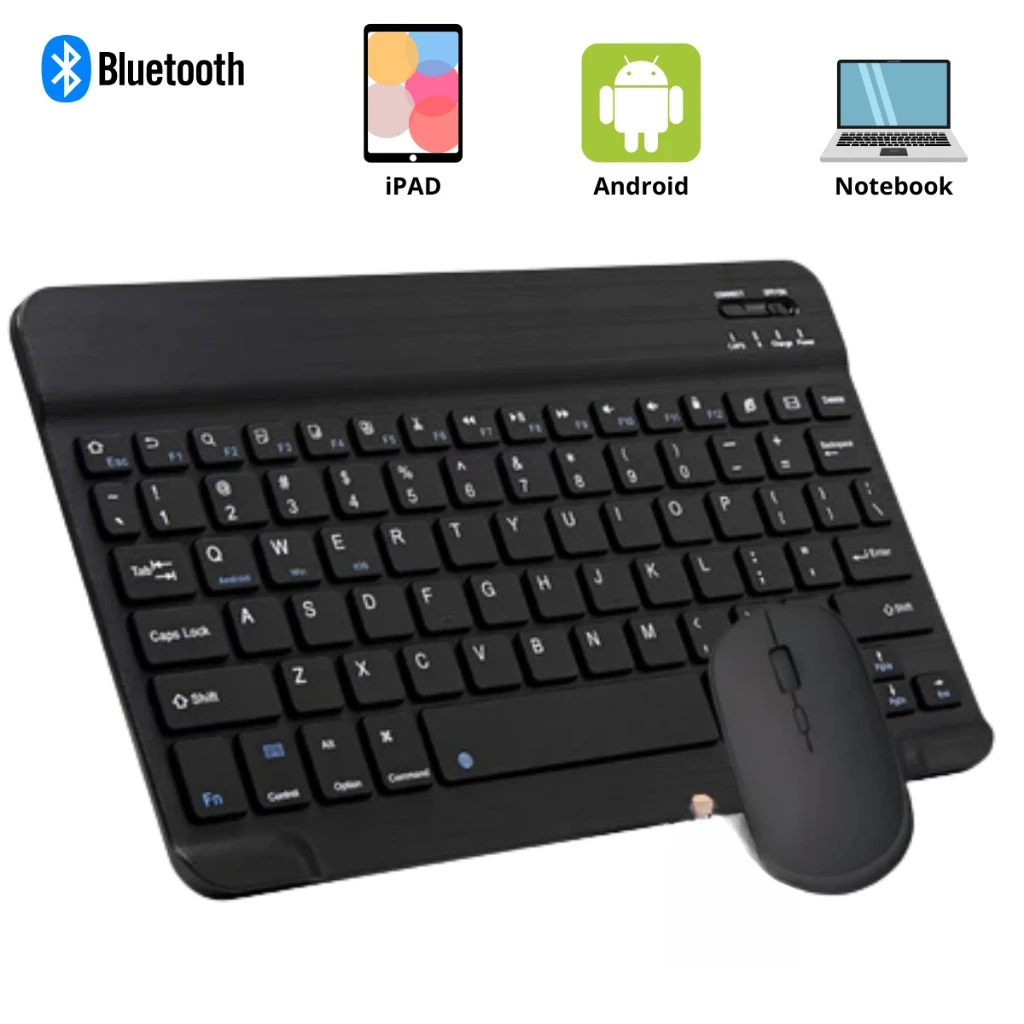 Conjunto de teclado e mouse bluetooth em cores pastel, design ergonômico para notebook e celular de escritório doméstico