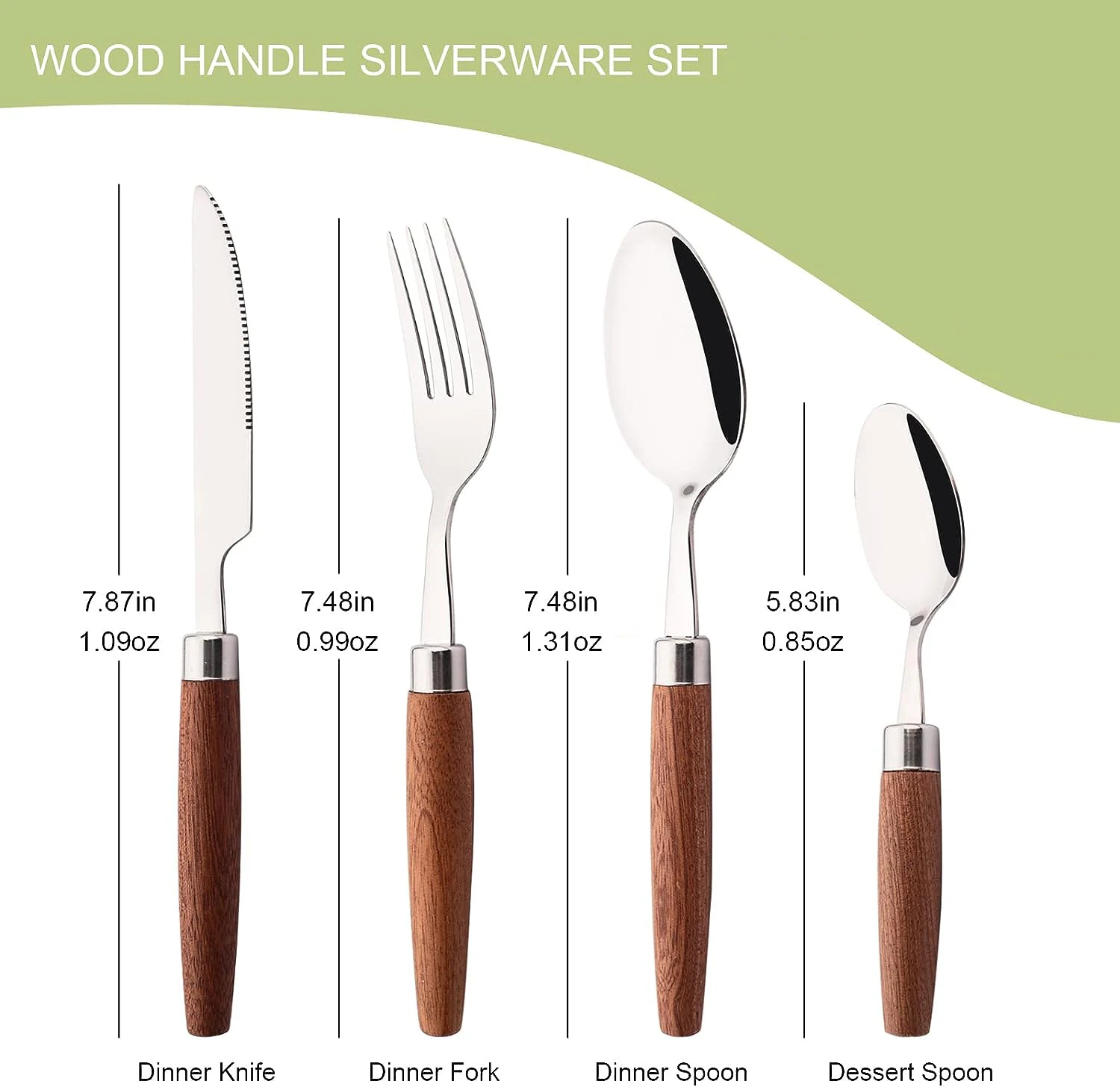 8/16/24Pcs 304 Stainless Steel Imitation Wooden Handle Cutlery Set Dinnerware Western Tableware Knife Fork Tea Spoon Silverware