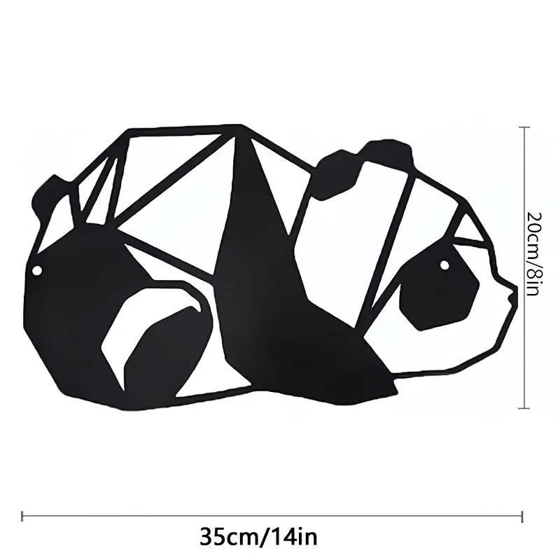 1 szt. Metalowa wystrój sztuka dla domu panda na zewnątrz, czarna metalowa sztuka ścienna do salonu łazienka sypialnia, rzeźby ścienne