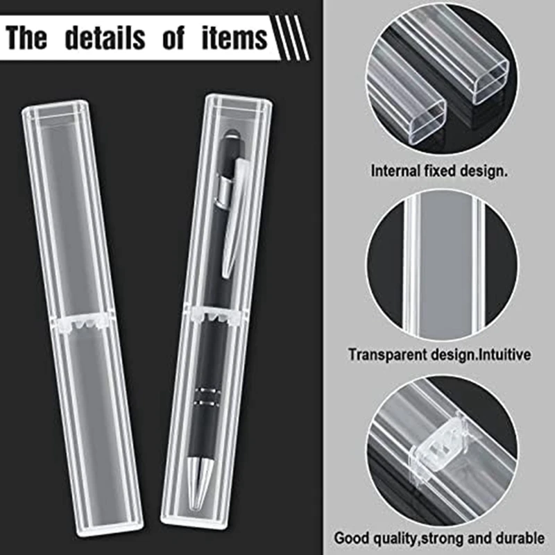 40 Piece Plastic Clear Acrylic Pen Case Plastic Pen Storage Transparent Plastic Pencil Boxes