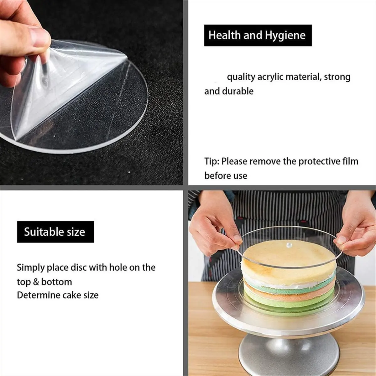 COFA Acrylic Round Cake Disk Set,Acrylic Cake Discs Set,Comb Scrapers,Dowel Rods,Icing ,Acrylic Smoother - view 6