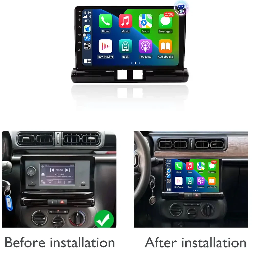 For Citroen C3/C3 Aircross C4/C4 Aircross 2017 -2023 Car Radio Auto Carplay Navigation Multimedia Video Player Bluetooth