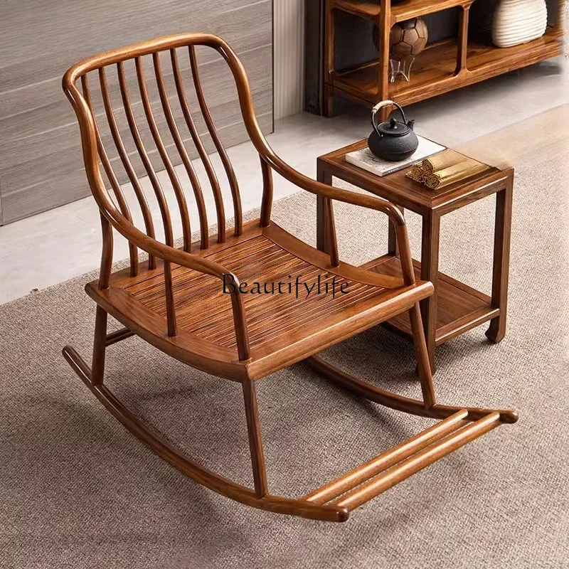 

LChinese ebony solid wood rocking chair, household leisure rocking chair