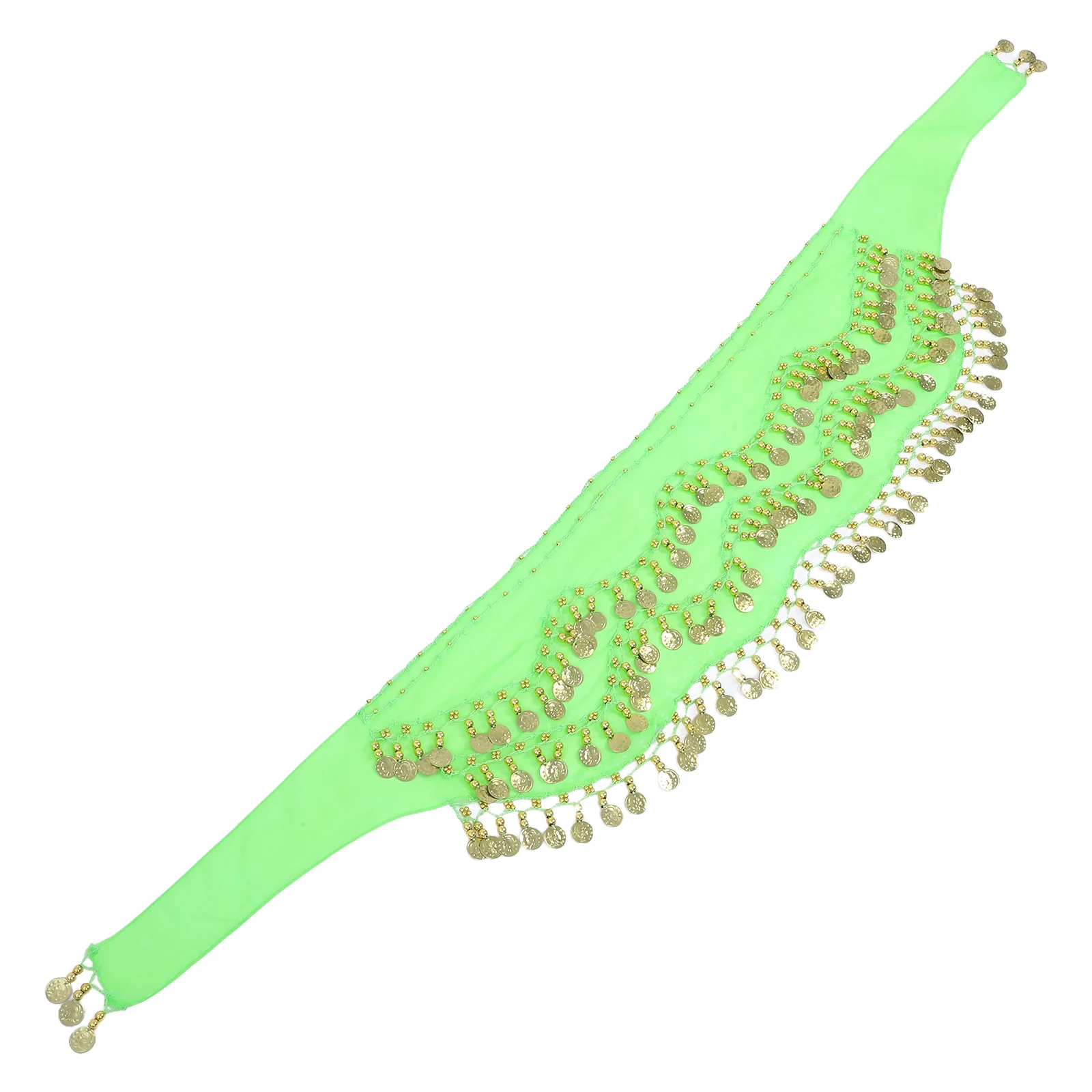 128 동전이있는 시폰 힙 스카프 화이트 미니 스커트 여성 코인 댄스 밸리 스커트 할로윈 파티 축제를위한 액세서리 / 댄스