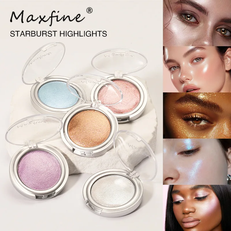 Glitter Highlighter Powder Star Shine Face Highlight Shimmer Metallic Luster Portable Compact Makeup