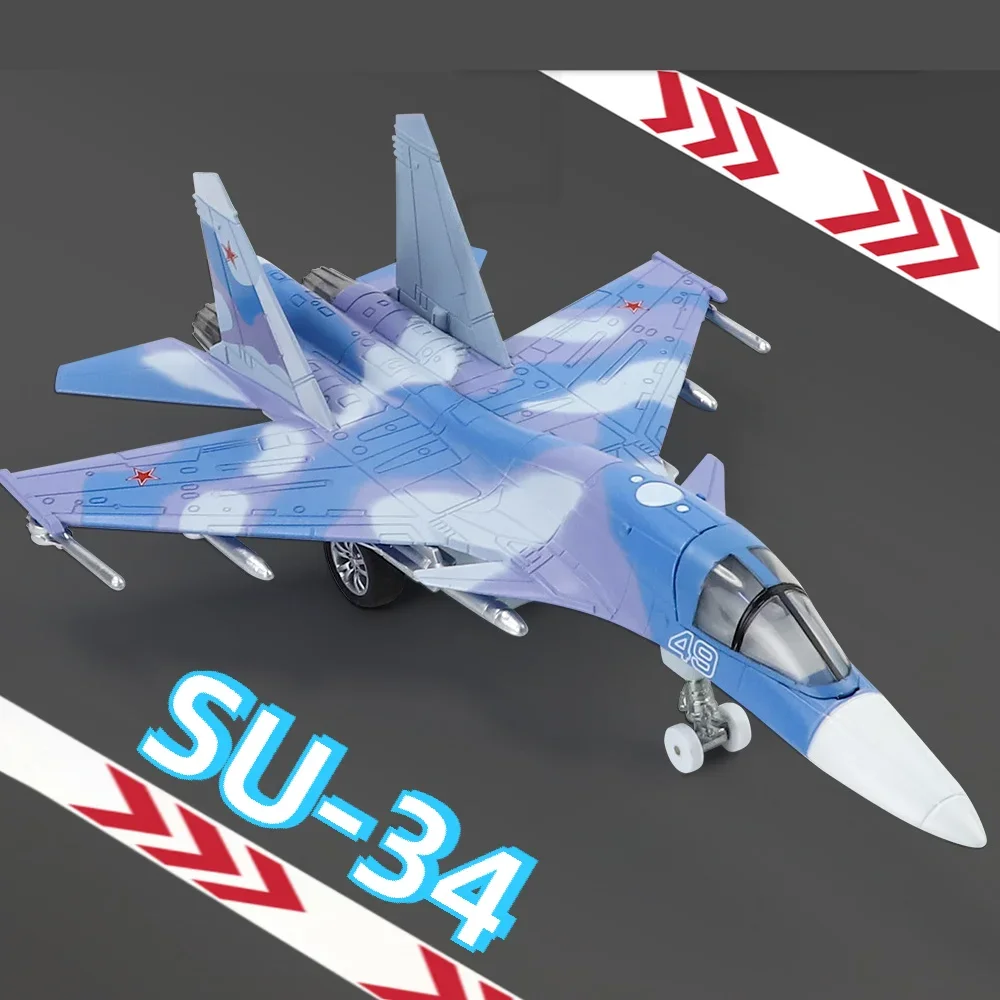 1:88 SU-34 Vechter Simulatie Legering Geluid en Licht Echo Bommenwerper Speelgoed Model Kindercadeau