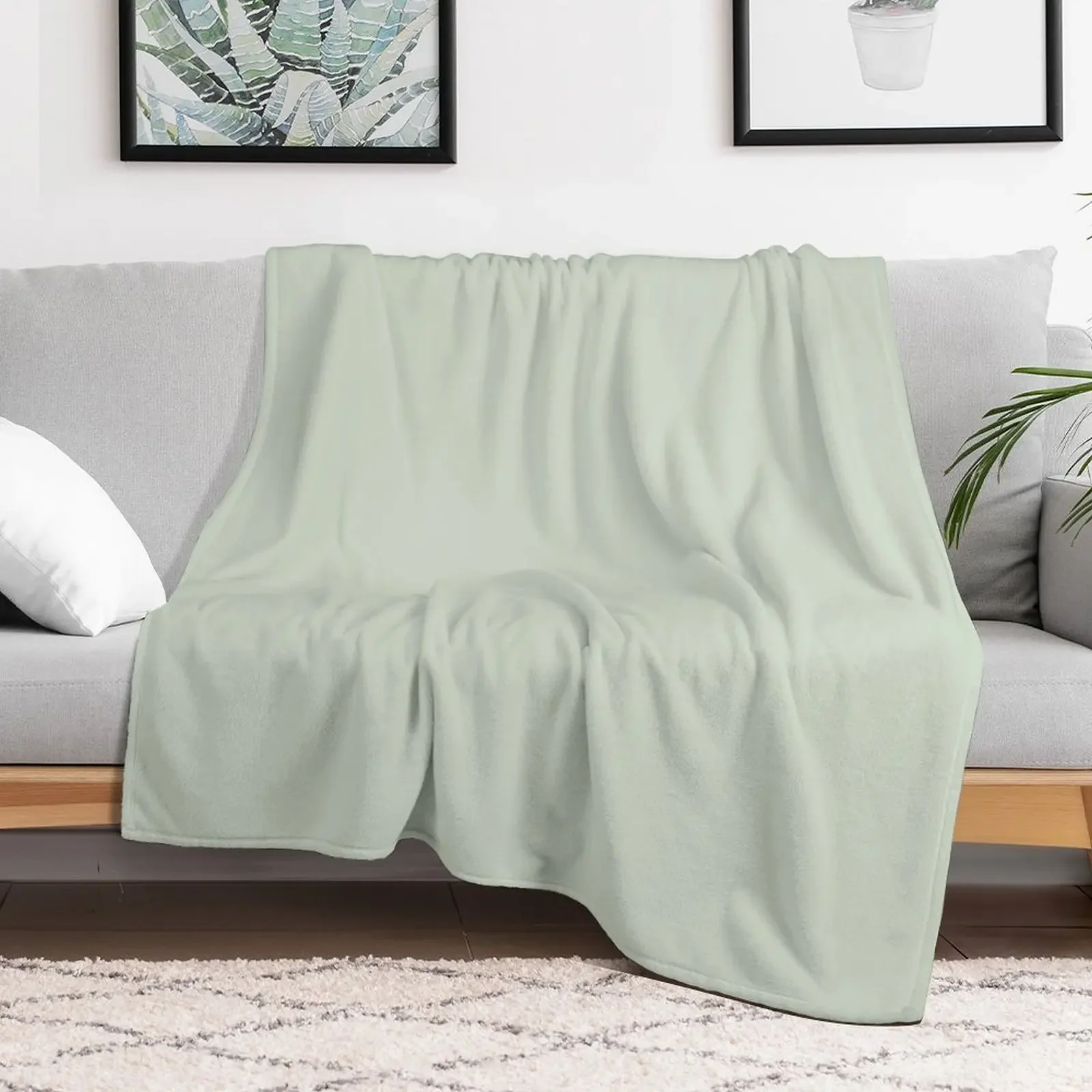 Pale Green Throw Blanket Soft Plaid Bed covers Luxury Designer Picnic Blankets