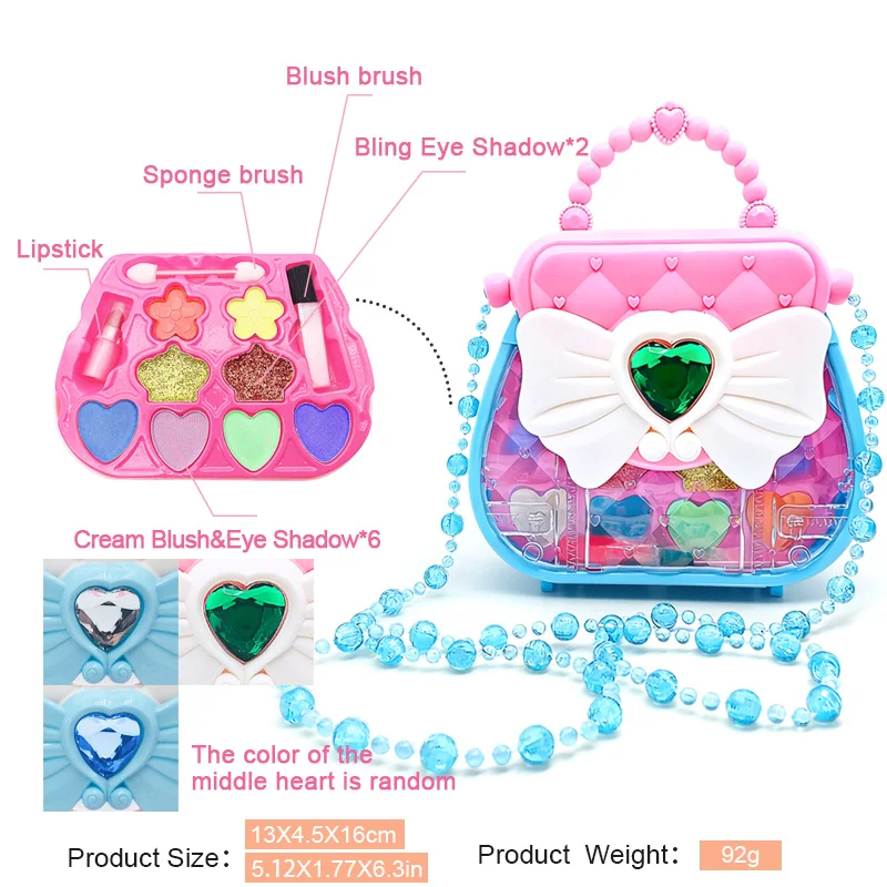 مجموعة ألعاب تلبيس الأطفال: مجموعة مكياج، حقيبة يد بعقدة على شكل فيونكة، حقيبة كروس مجوهرات |   هدية مثالية للحفلات، عيد الميلاد، عيد الميلاد