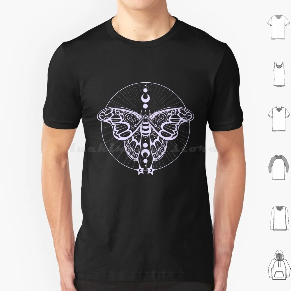 Moth Ink Lavender T Shirt Big Size 100% Cotton Moth Insect Occult Goth Pastel Tattoo