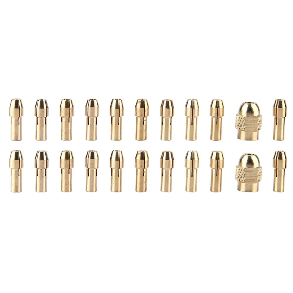 

22 PCS Rotary Tool Brass Collet Set 0.5-3.2mm Quick Change Drill Chuck Set 4.3mm Shank Mini Electric Grinder For Dremel