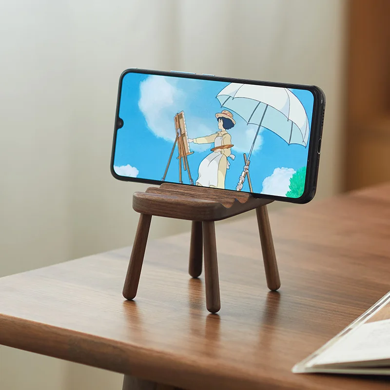 Wooden Desktop Lazybones Mobile Phone Stand Bench Creative Cute Tablet Simple Universal Adjustable Phone Holder