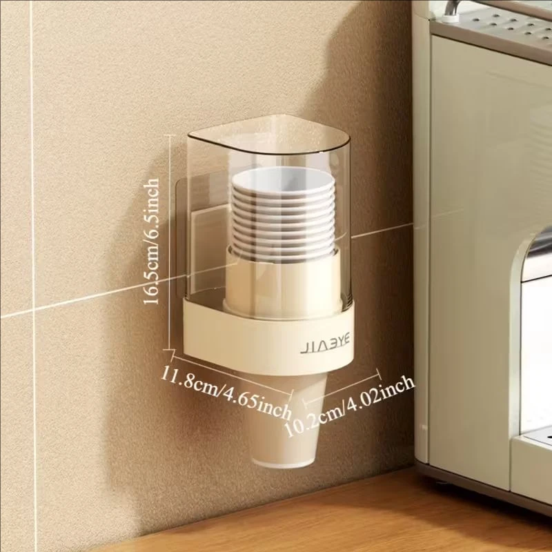 1pcs large capacity countertop wall mounted cup storage rack with lid, space saving and durable non perforated cup holder