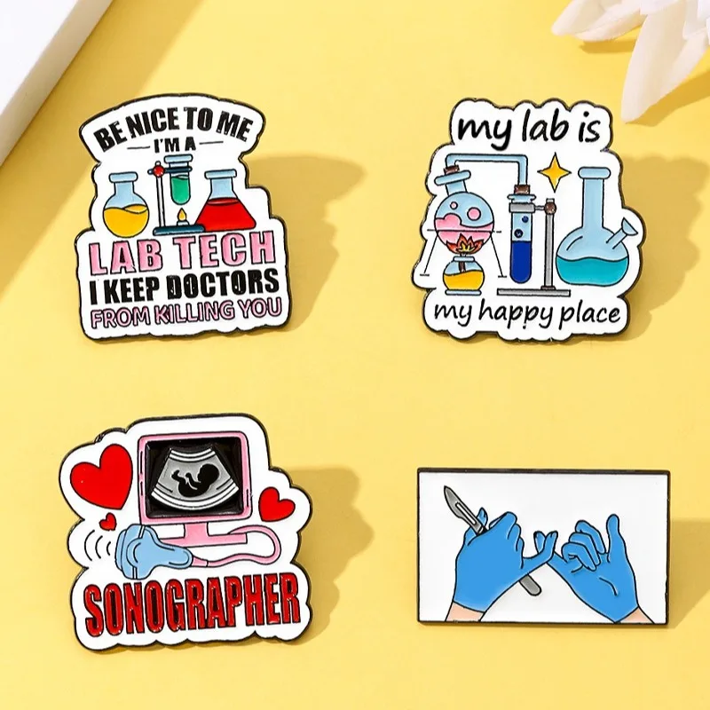 Cartoon Medical Series Alloy Enamel Pin Experimental Equipment Design Badge DIY Clothes Bags Shoes