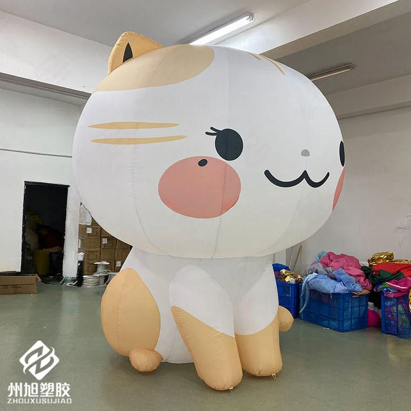 قطط لطيفة قابلة للنفخ، نماذج هوائية على شكل حيوانات، مع منفاخات، دعائم تزيين نشاط مركز التسوق في الهواء الطلق