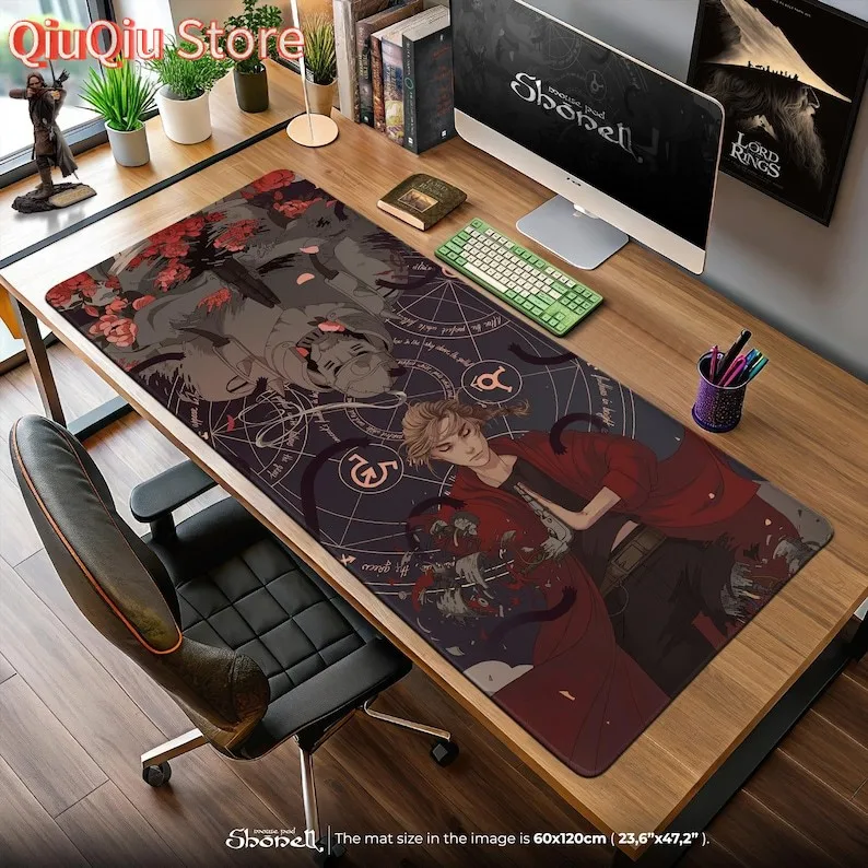 

Коврик для мыши «Стальной алхимик» — Эдвард Альфонс с розами и кругом, настольный коврик в стиле аниме «Братство», подарок для фанатов