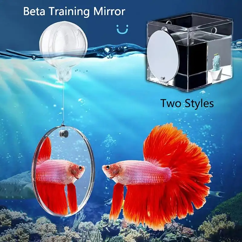 Acrylic Aquarium Betta Mirror Fish Tank Floating Round Mirror For Fish Betta Flowerhorn Training 4cm/5cm/6cm/7cm/8cm/9cm/10cm