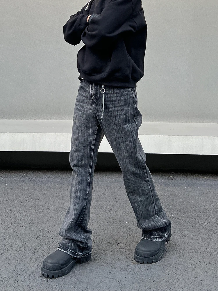 

Cleanfit Parisian Vintage Loose Casual Men's Jeans Bell Bot Cotton Polyester Blend Durable Wear Resistant High Street Sle