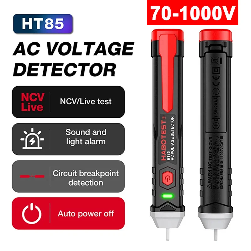 Tester tegangan AC non-kontak 70-1000V pena Meter pengukur Breakpoint pencari bunyi & terlihat penguji sirkuit Alarm Live/Null Wire Tester