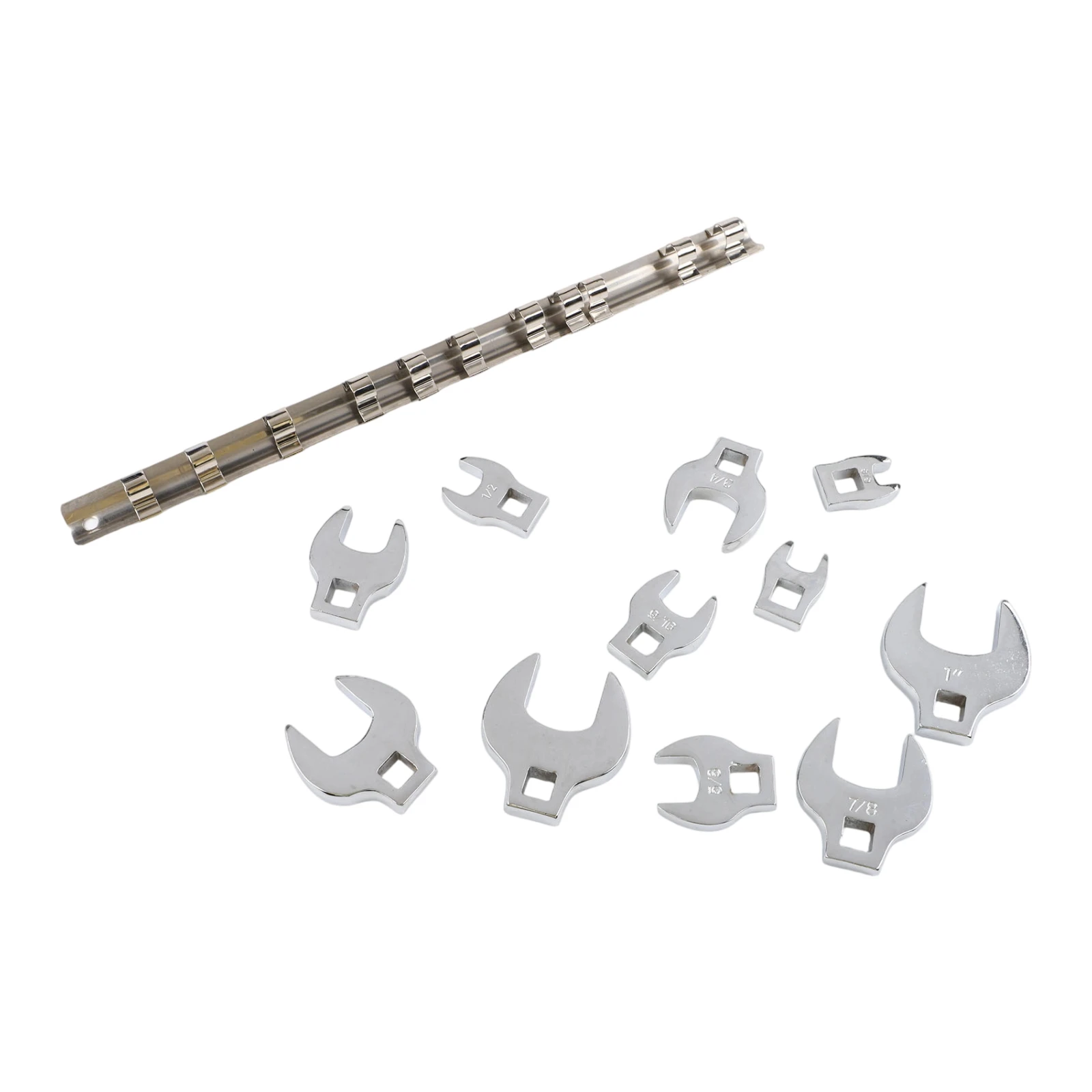 

Open End Crowfoot Wrench Set 11Pcs 3/8 Inch Drive Chrome Plated Carbon Steel for Tight Space Fastening and Loosening