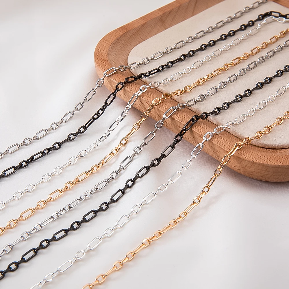 

0.5/1/2M Simple Style Oval Shaped Copper Chains For DIY Bracelet Necklace Accessories Materials Clothing Decoration Loose Chains